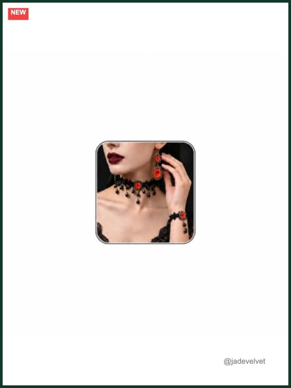 Gothic Lace Choker Necklace Earrings Bracelet Set Halloween Costume